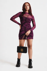 Printed Mesh Dress With Inner Bodysuit